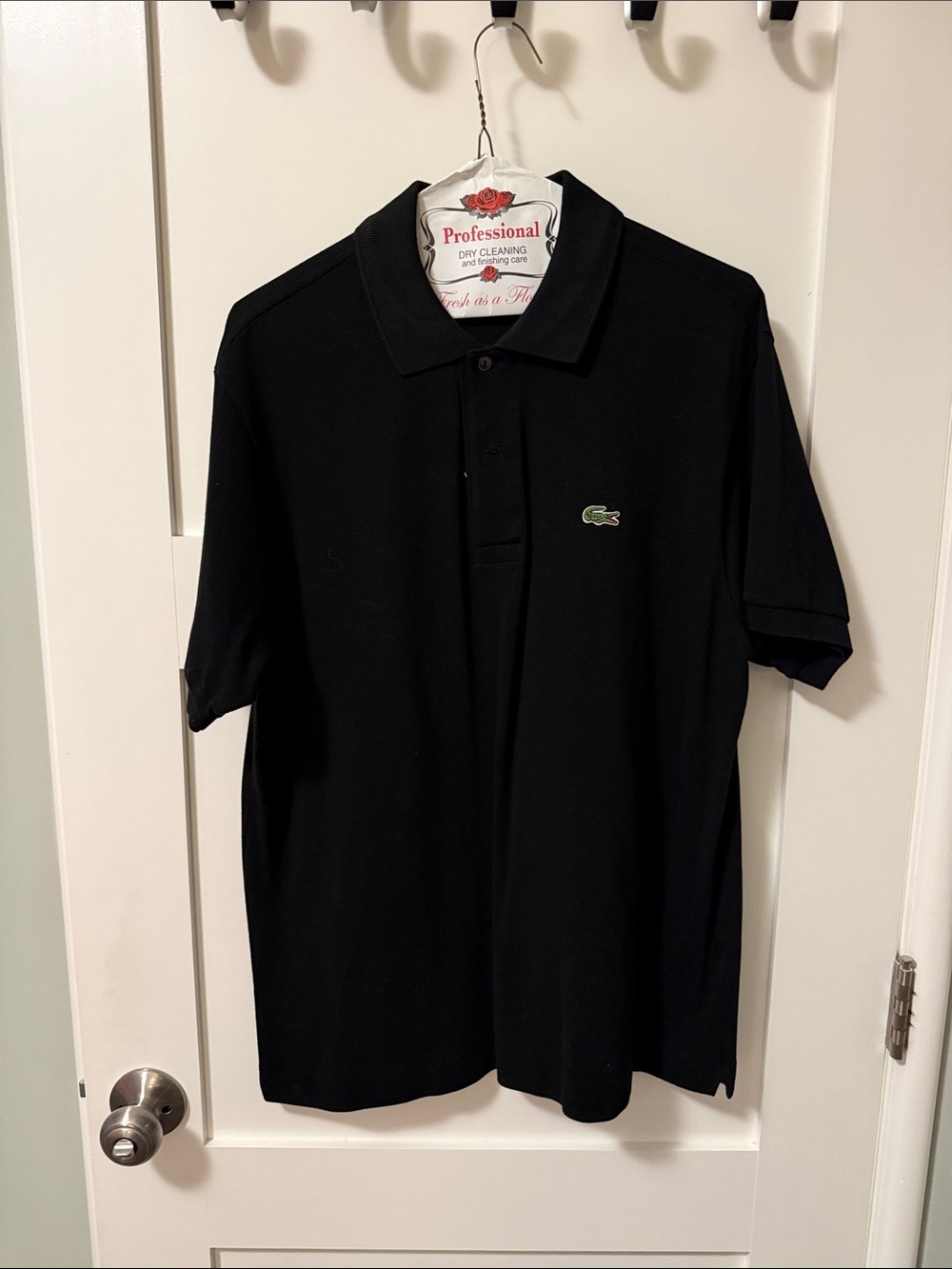Lacoste Black Polo with Green Crocodile Logo